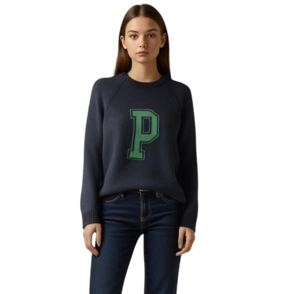 Peak Performance wool blend blue green P crew neck pullover ski sweater M